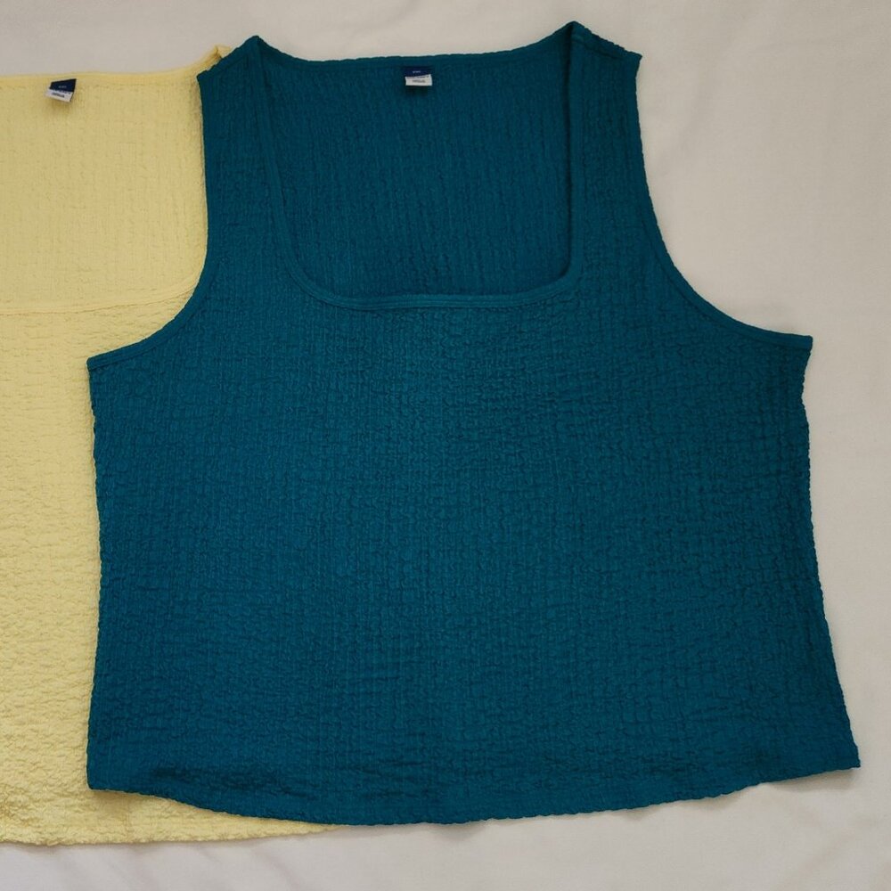 Lot of two tanks by Old Navy XXL yellow & teal blue EUC - Picture 2 of 2